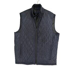 Retro Quilted Vest Blue M Preppy Nautical Coastal Neutral Minimalist Classic 80s